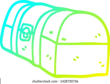 cold gradient line drawing of a cartoon treasure chest