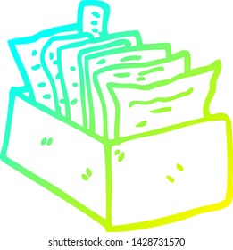 cold gradient line drawing of a cartoon office filing box