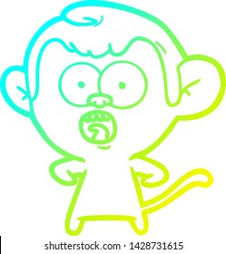 dibujo en línea de gradiente frío de una caricatura de un mono impactado