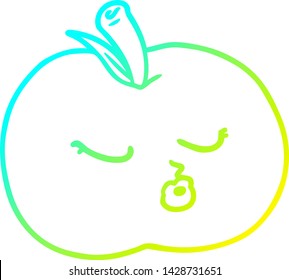cold gradient line drawing of a cartoon apple
