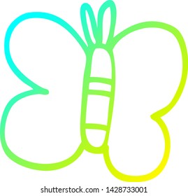 cold gradient line drawing of a cartoon butterfly 
