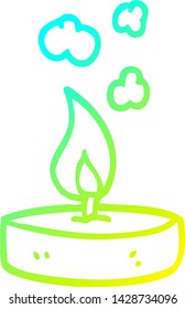 desenho de linha de gradiente frio de uma vela pequena de desenho animado