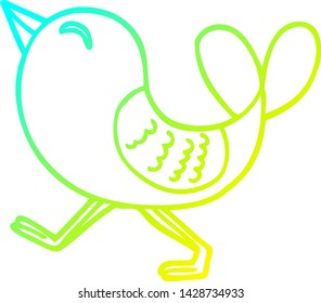 dibujo de línea de degradado frío de un pájaro rojo caricatura