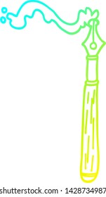 dibujo de línea de degradado frío de una pluma de tinta de dibujos animados