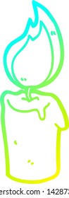 dibujo de línea de degradado frío de una vela de dibujos animados