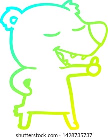 dibujo de línea de degradado frío de un oso de dibujos animados