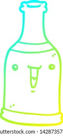 cold gradient line drawing of a cartoon beer bottle