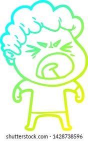 cold gradient line drawing of a cartoon furious man