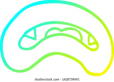 dibujo de línea de gradiente frío de una boca de vampiro de dibujos animados