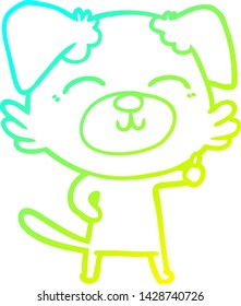 dibujo de línea de degradado frío de un perro de dibujos animados