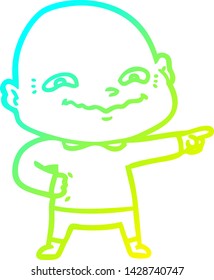 cold gradient line drawing of a cartoon creepy guy