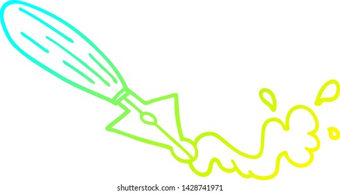 cold gradient line drawing of a cartoon fountain pen 