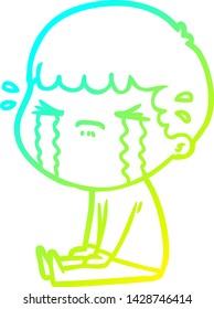 linha de gradiente frio desenho de um homem de desenho animado chorando