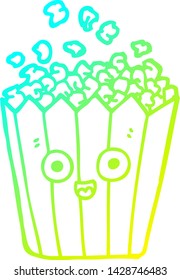 dibujo de línea de gradiente frío de una palomita de dibujos