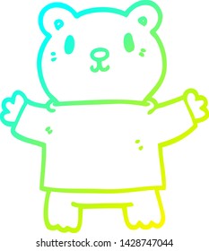 dibujo de línea de degradado frío de un oso de peluche de dibujos animados