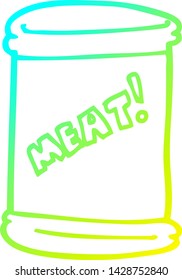 dibujo de línea de degradado frío de una lata de caricatura de carne