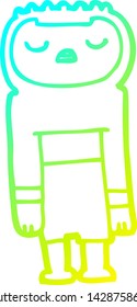 cold gradient line drawing of a cartoon robot