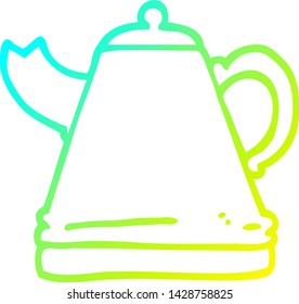 cold gradient line drawing of a cartoon kettle
