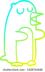 cold gradient line drawing of a cartoon penguin