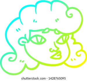 cold gradient line drawing of a cartoon blond girls face