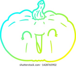 cold gradient line drawing of a cartoon pumpkin