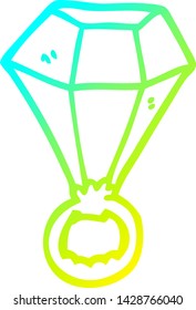 kalte Farbverlauf-Linie Zeichnung eines roten Cartoon-Ruby-Ring
