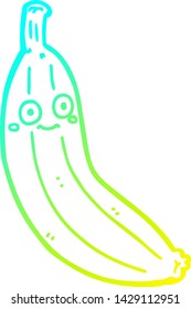 cold gradient line drawing of a cartoon banana