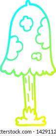 cold gradient line drawing of a cartoon mushroom