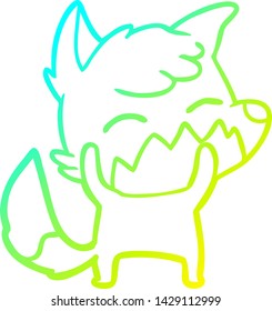 cold gradient line drawing of a cartoon fox