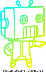 dibujo de línea de degradado frío de un robot de dibujos animados