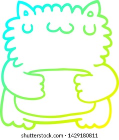 cold gradient line drawing of a cartoon bear