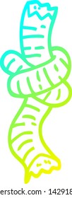 cold gradient line drawing of a cartoon tied rope