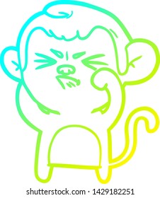 cold gradient line drawing of a cartoon angry monkey