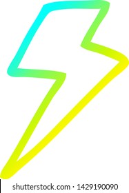 cold gradient line drawing of a cartoon lightning bolt