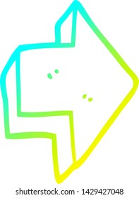 cold gradient line drawing of a cartoon red arrow