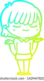 dibujo de línea de gradiente frío de una mujer caricaturista