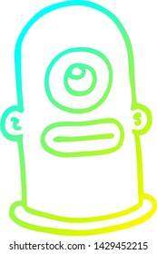 cold gradient line drawing of a cartoon cyclops face
