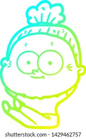 dibujo de una anciana feliz con gradiente frío