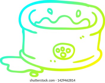 cold gradient line drawing of a cartoon pet bowl