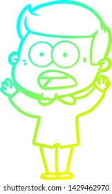 cold gradient line drawing of a cartoon shocked man