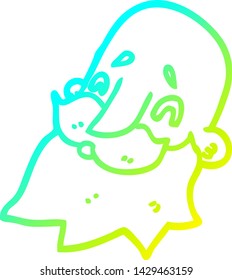 cold gradient line drawing of a cartoon man with beard