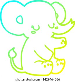 cold gradient line drawing of a cartoon elephant