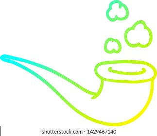 desenho de linha de gradiente frio de um desenho animado cachimbo de fumar