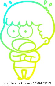 cold gradient line drawing of a cartoon shocked man
