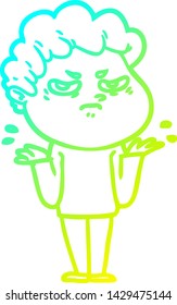 dibujo de una línea de degradado frío de un hombre enojado
