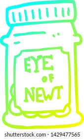 cold gradient line drawing of a cartoon eye of newt bottle