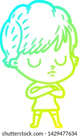 dibujo de línea de gradiente frío de una mujer caricaturista