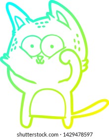 kalte Farbverlauf-Linie Zeichnung einer Cartoon Katze süß