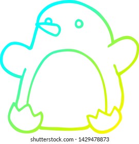 dibujo de una línea de degradado frío de un pingüino bailador de dibujos animados