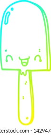 cold gradient line drawing of a cartoon ice lolly